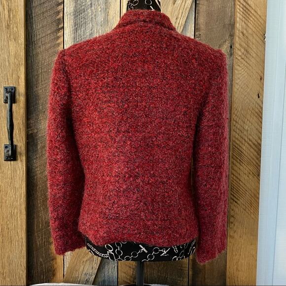Giancarlo Ferrari Petite Deep Red Women’s Fuzzy Marled Vintage Jacket - Picture 6 of 9